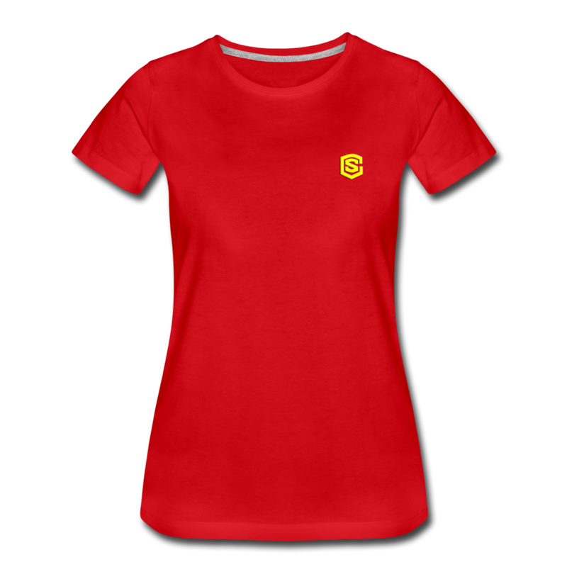 Women’s Premium T-Shirt  WITH YELLOW  LOGO - red