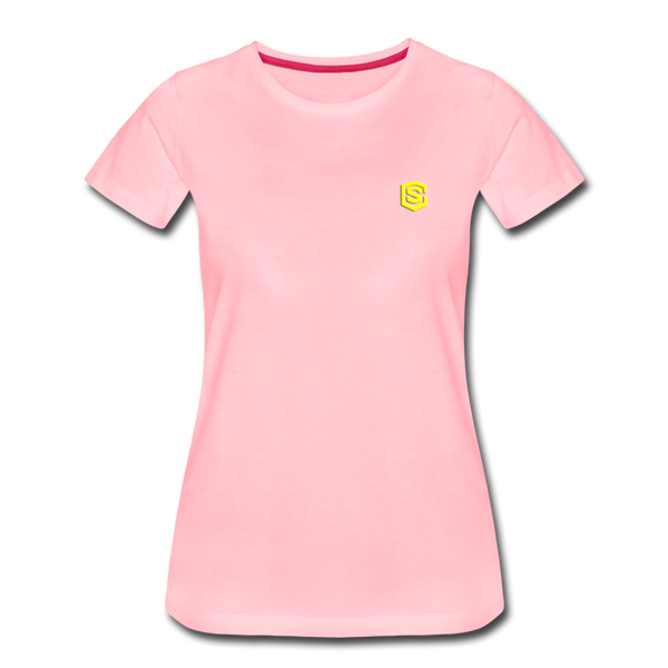 Women’s Premium T-Shirt  WITH YELLOW  LOGO - pink