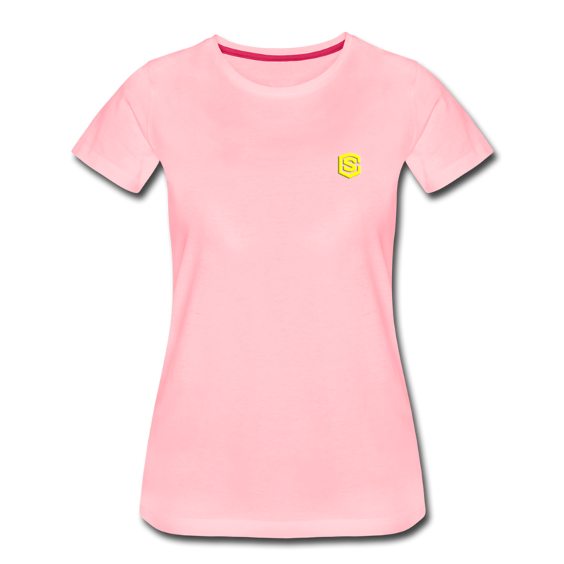 Women’s Premium T-Shirt  WITH YELLOW  LOGO - pink