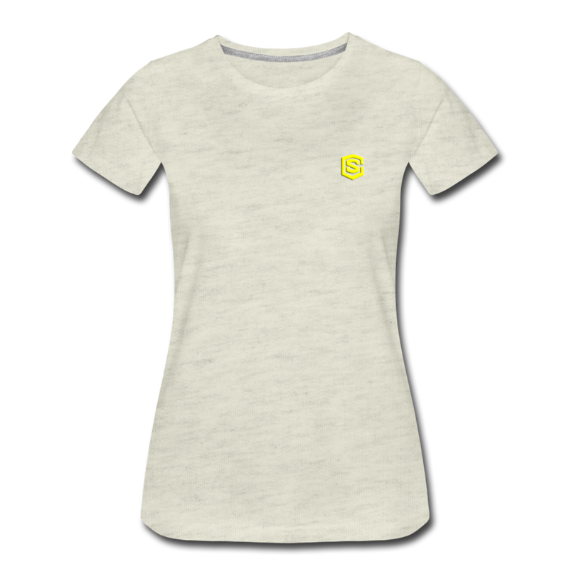 Women’s Premium T-Shirt  WITH YELLOW  LOGO - heather oatmeal