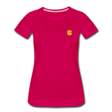 Women’s Premium T-Shirt  WITH YELLOW  LOGO - dark pink