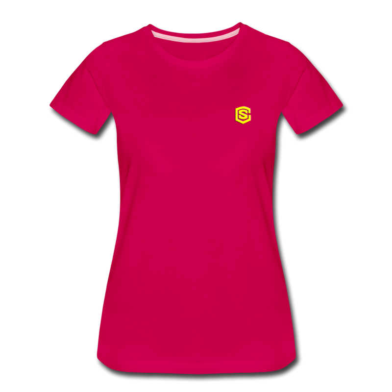 Women’s Premium T-Shirt  WITH YELLOW  LOGO - dark pink