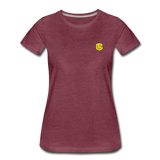 Women’s Premium T-Shirt  WITH YELLOW  LOGO - heather burgundy