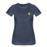 Women’s Premium T-Shirt  WITH YELLOW  LOGO - heather blue