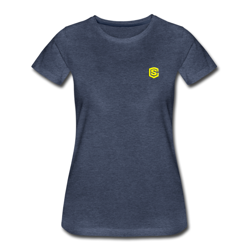 Women’s Premium T-Shirt  WITH YELLOW  LOGO - heather blue