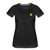 Women’s Premium T-Shirt  WITH YELLOW  LOGO - charcoal gray