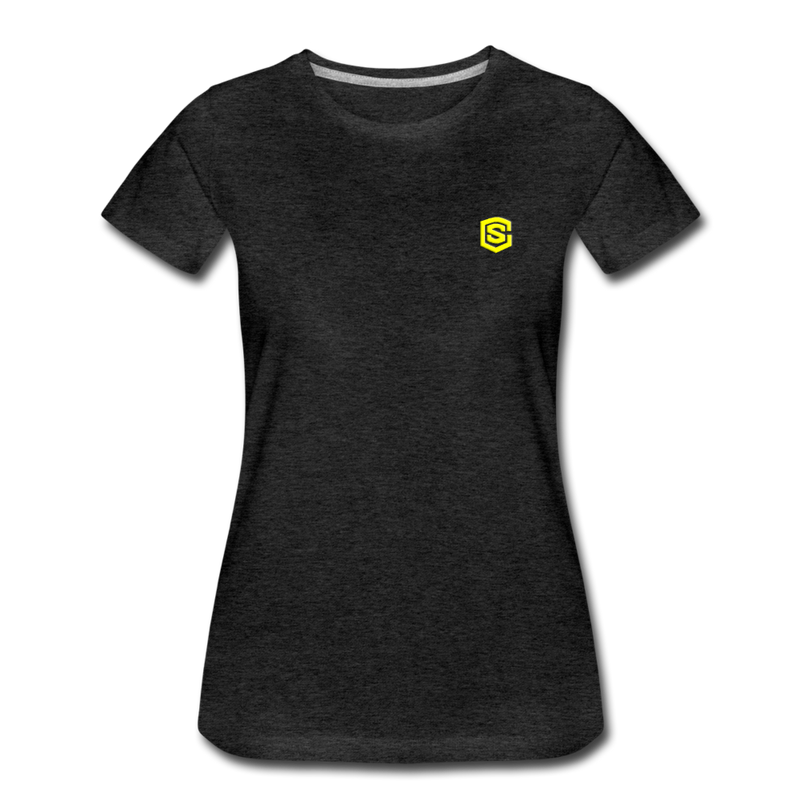 Women’s Premium T-Shirt  WITH YELLOW  LOGO - charcoal gray