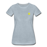 Women’s Premium T-Shirt  WITH YELLOW  LOGO - heather ice blue