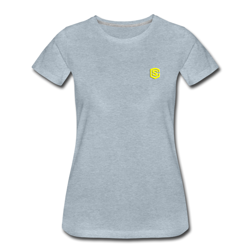 Women’s Premium T-Shirt  WITH YELLOW  LOGO - heather ice blue