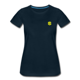 Women’s Premium T-Shirt  WITH YELLOW  LOGO - deep navy