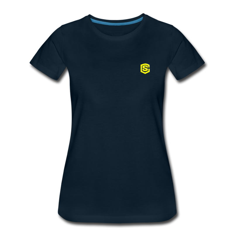 Women’s Premium T-Shirt  WITH YELLOW  LOGO - deep navy