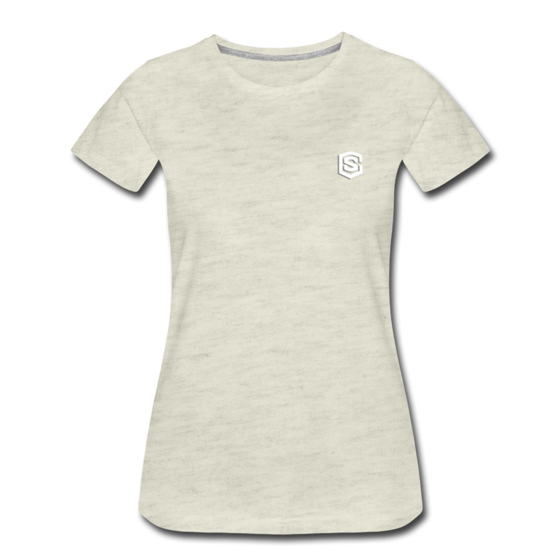 Women’s Premium T-Shirt  WITH WHITE  LOGO - heather oatmeal