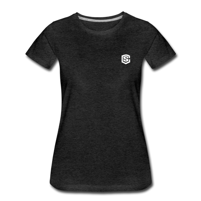 Women’s Premium T-Shirt  WITH WHITE  LOGO - charcoal gray