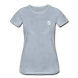 Women’s Premium T-Shirt  WITH WHITE  LOGO - heather ice blue