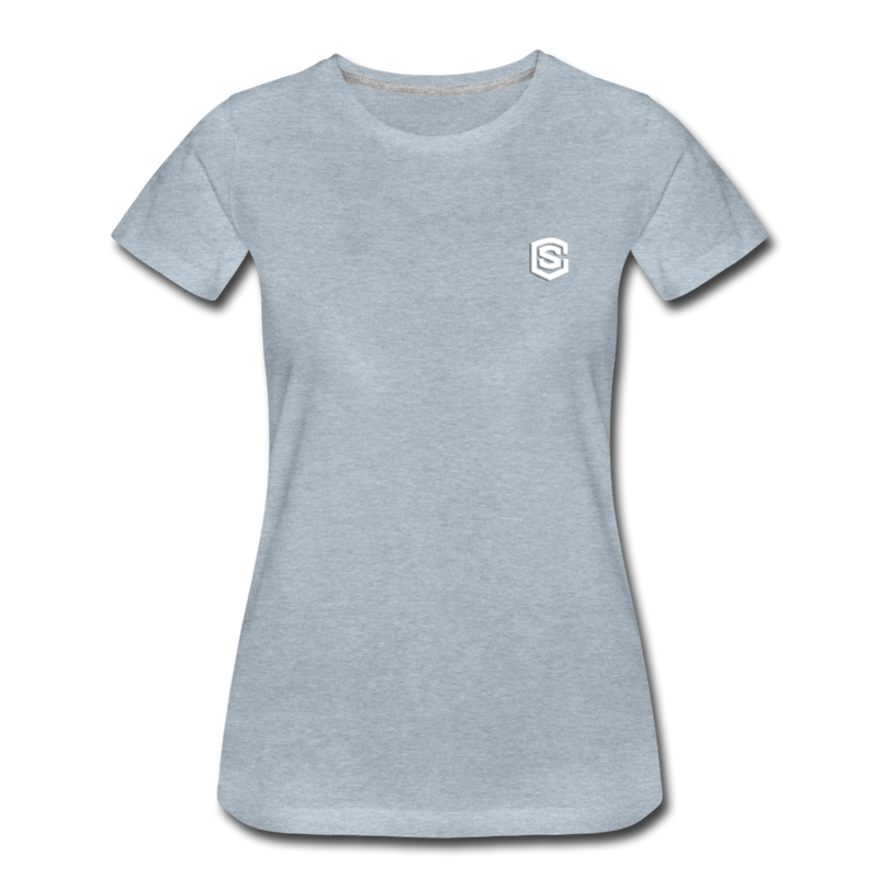 Women’s Premium T-Shirt  WITH WHITE  LOGO - heather ice blue