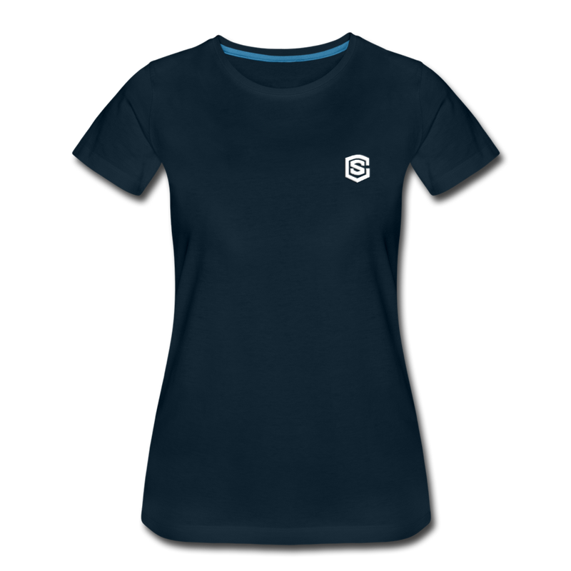 Women’s Premium T-Shirt  WITH WHITE  LOGO - deep navy