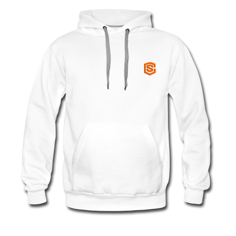 Men’s Premium Hoodie  WITH  ORANGE  LOGO - white