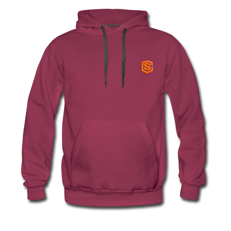 Men’s Premium Hoodie  WITH  ORANGE  LOGO - burgundy