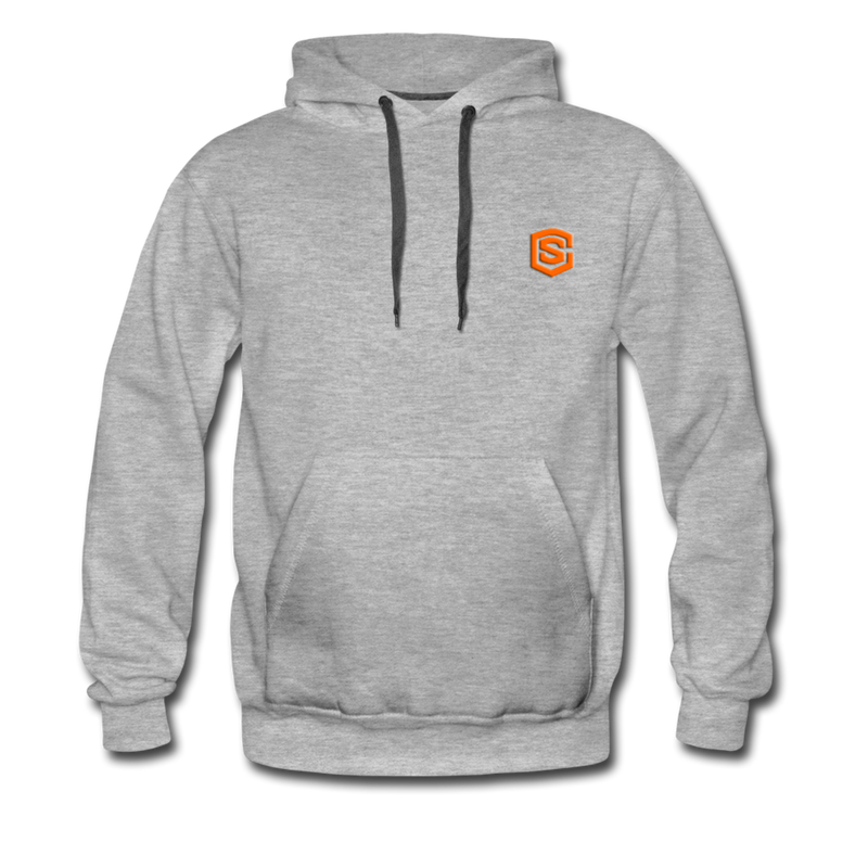 Men’s Premium Hoodie  WITH  ORANGE  LOGO - heather gray