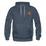 Men’s Premium Hoodie  WITH  ORANGE  LOGO - heather denim