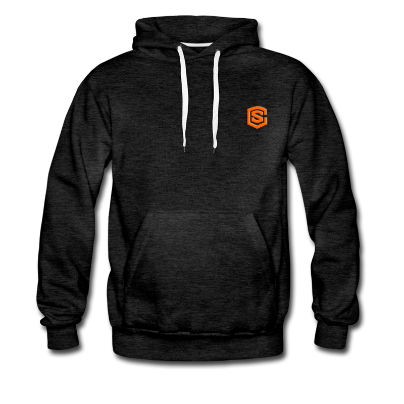 Men’s Premium Hoodie  WITH  ORANGE  LOGO - charcoal gray