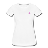 Women’s Premium T-Shirt  WITH PINK  LOGO - white