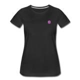 Women’s Premium T-Shirt  WITH PINK  LOGO - black