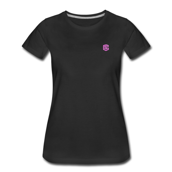 Women’s Premium T-Shirt  WITH PINK  LOGO - black