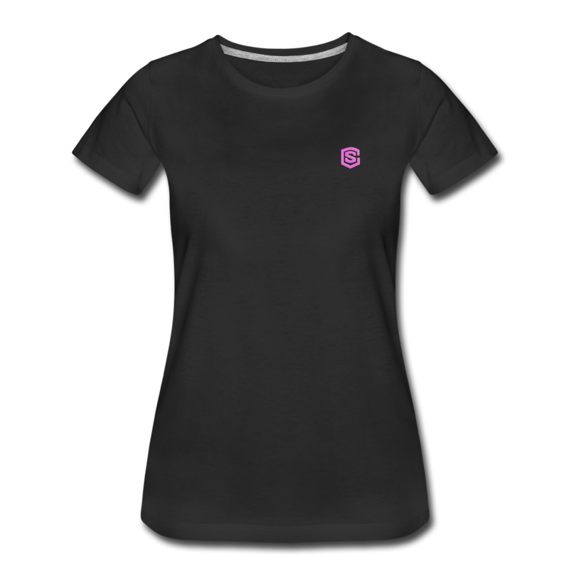 Women’s Premium T-Shirt  WITH PINK  LOGO - black