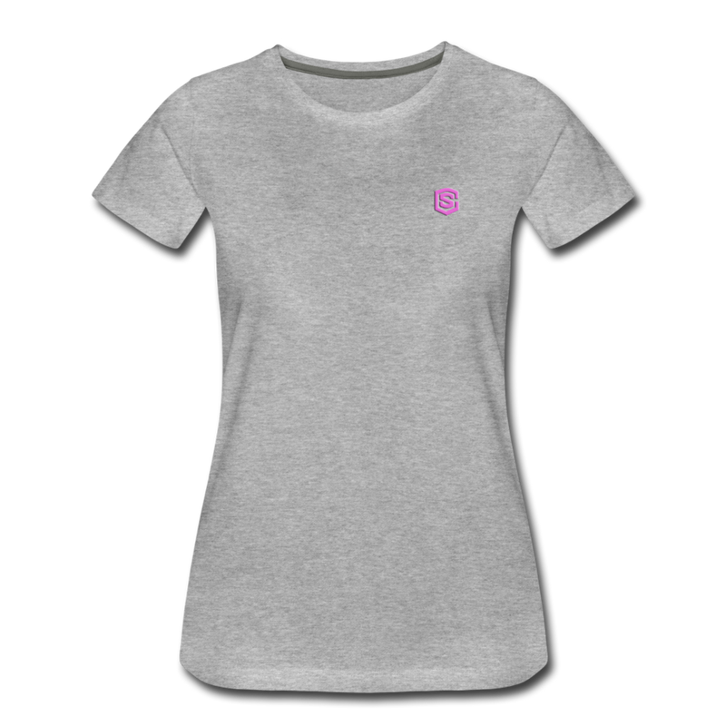 Women’s Premium T-Shirt  WITH PINK  LOGO - heather gray