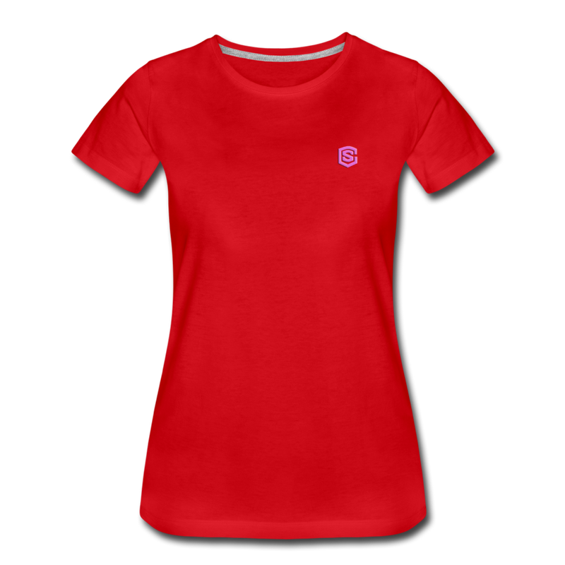 Women’s Premium T-Shirt  WITH PINK  LOGO - red