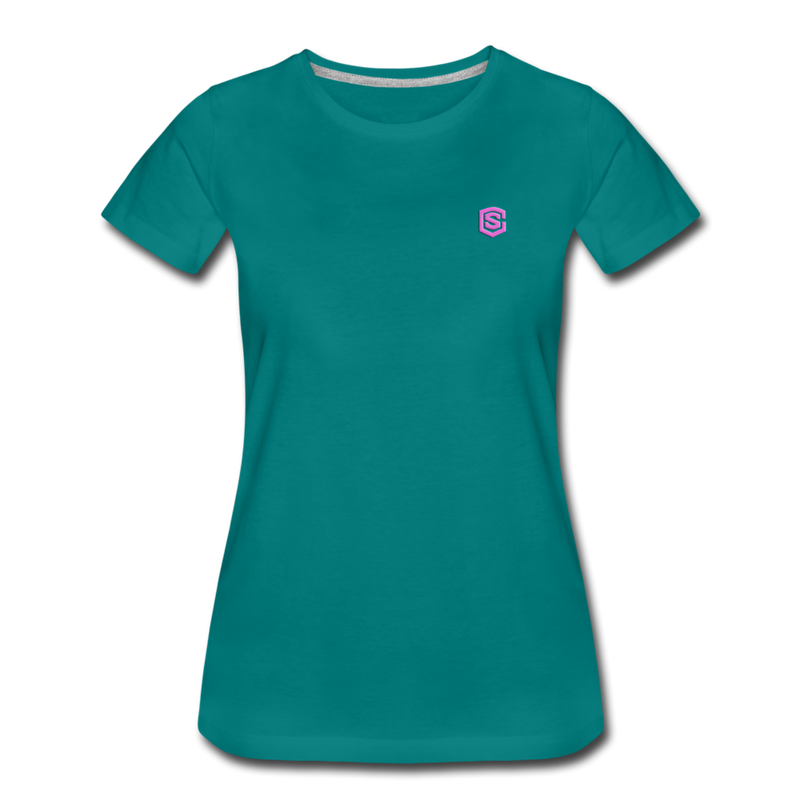 Women’s Premium T-Shirt  WITH PINK  LOGO - teal