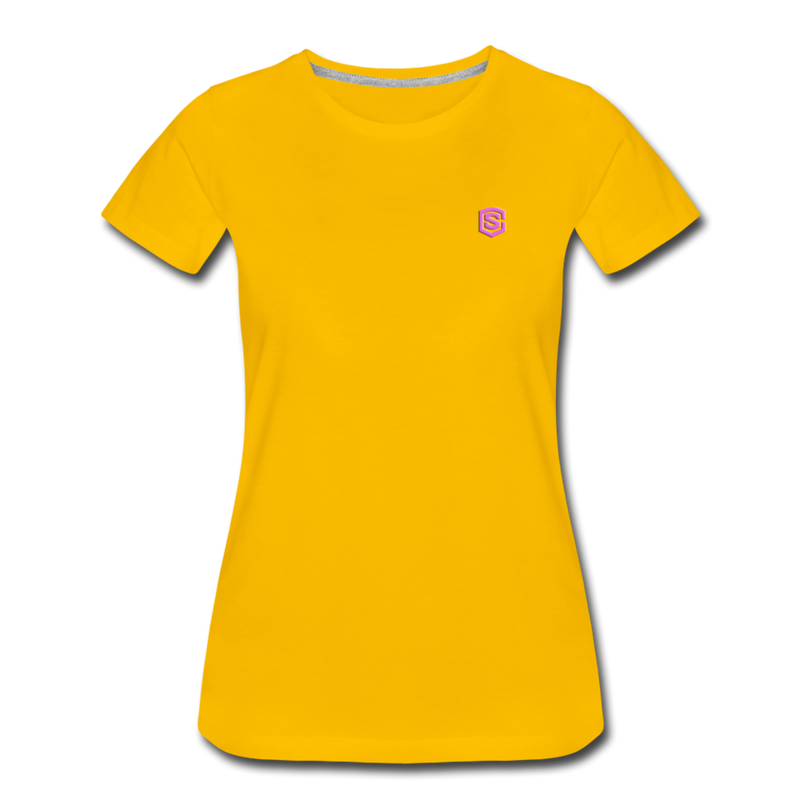 Women’s Premium T-Shirt  WITH PINK  LOGO - sun yellow