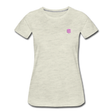 Women’s Premium T-Shirt  WITH PINK  LOGO - heather oatmeal