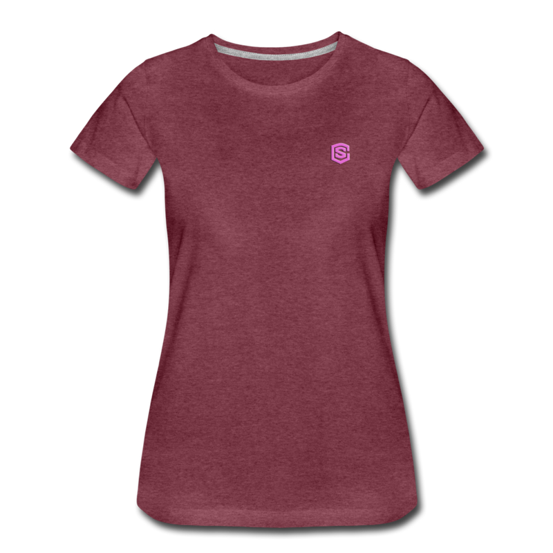 Women’s Premium T-Shirt  WITH PINK  LOGO - heather burgundy