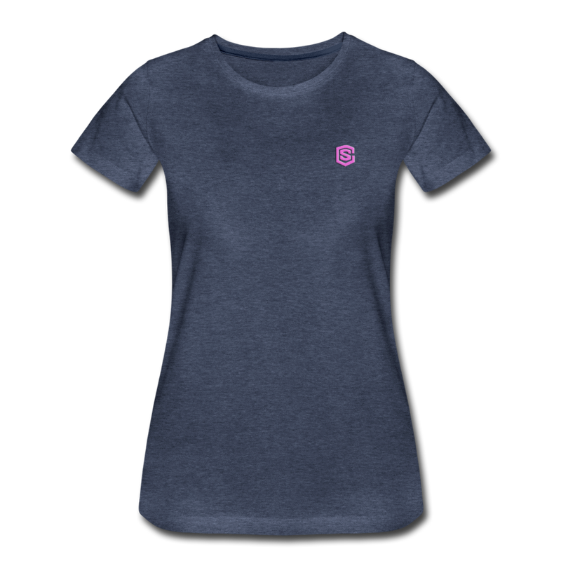 Women’s Premium T-Shirt  WITH PINK  LOGO - heather blue