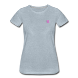 Women’s Premium T-Shirt  WITH PINK  LOGO - heather ice blue