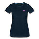 Women’s Premium T-Shirt  WITH PINK  LOGO - deep navy