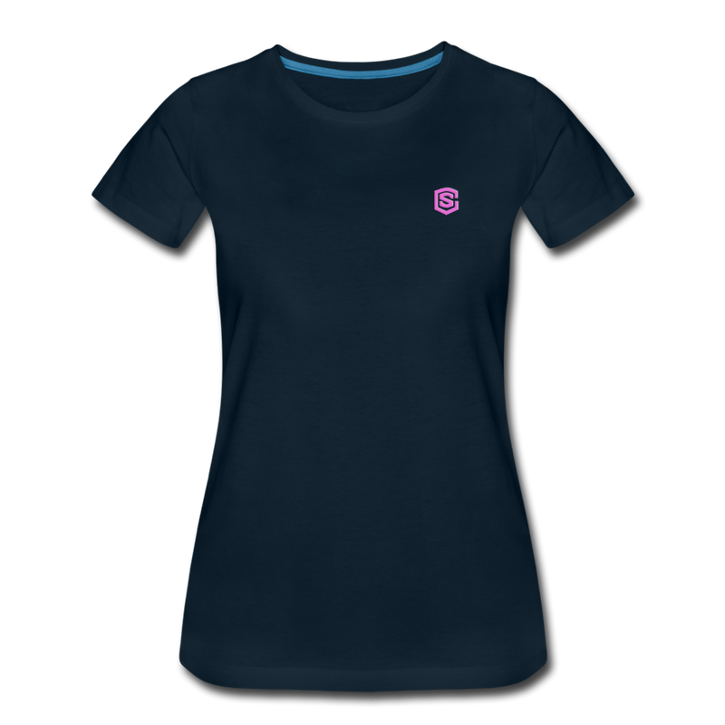 Women’s Premium T-Shirt  WITH PINK  LOGO - deep navy