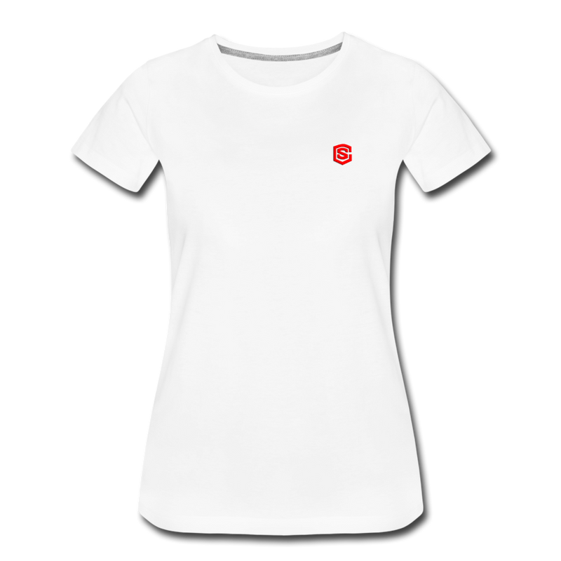 Women’s Premium T-Shirt  WITH RED  LOGO - white