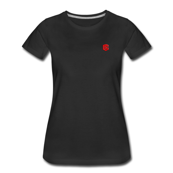 Women’s Premium T-Shirt  WITH RED  LOGO - black