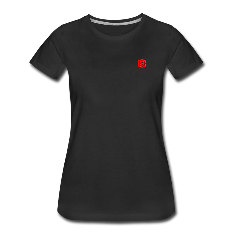 Women’s Premium T-Shirt  WITH RED  LOGO - black