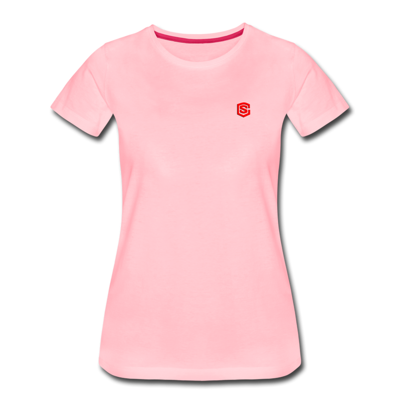 Women’s Premium T-Shirt  WITH RED  LOGO - pink