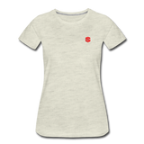 Women’s Premium T-Shirt  WITH RED  LOGO - heather oatmeal