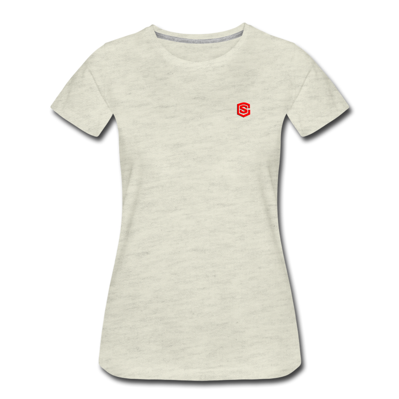 Women’s Premium T-Shirt  WITH RED  LOGO - heather oatmeal