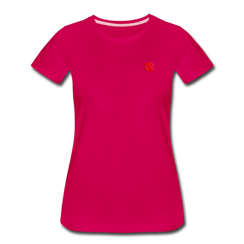 Women’s Premium T-Shirt  WITH RED  LOGO - dark pink