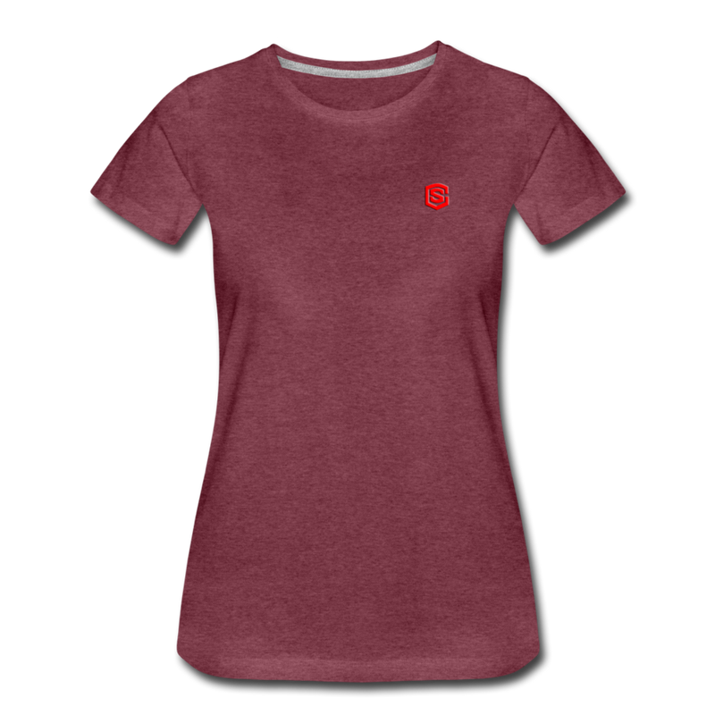 Women’s Premium T-Shirt  WITH RED  LOGO - heather burgundy