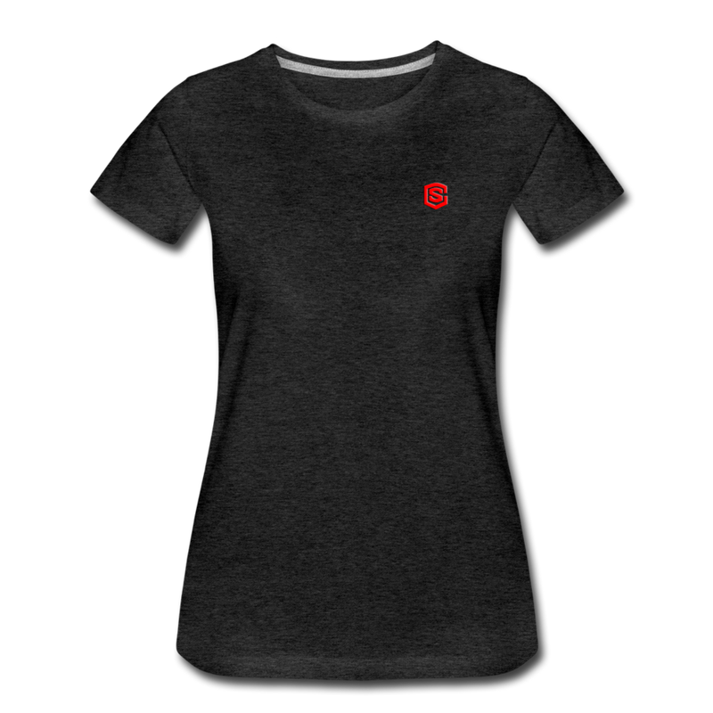 Women’s Premium T-Shirt  WITH RED  LOGO - charcoal gray