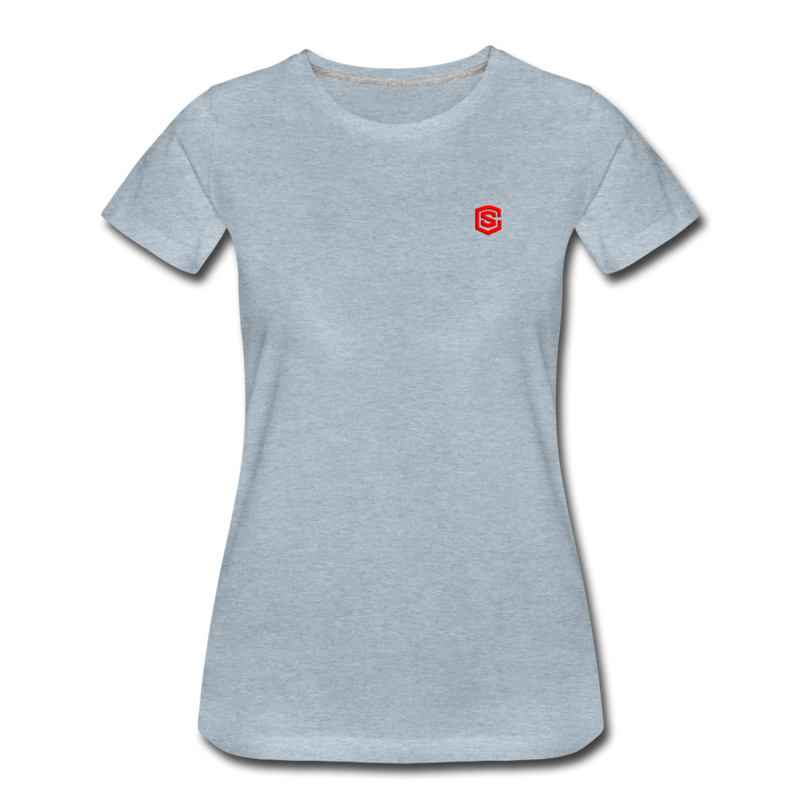 Women’s Premium T-Shirt  WITH RED  LOGO - heather ice blue