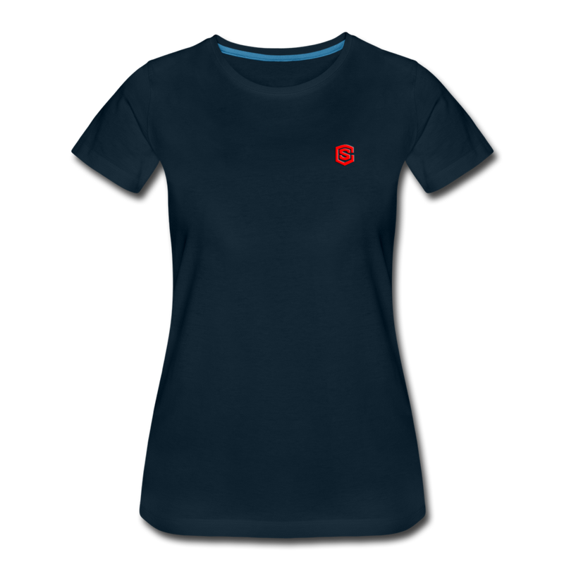 Women’s Premium T-Shirt  WITH RED  LOGO - deep navy